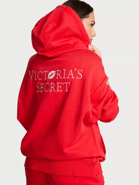 Victoria's Secret Tops - NEW VICTORIAS SECRET ICONIC PULLOVER HOODIE LMT EDITION EMBROIDERED LOGO LIPS